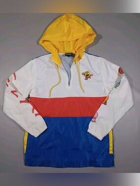 Pac-Man‎ Namco Colorblock Retro Windbreaker Quarter Zip Hoodie Adult Small